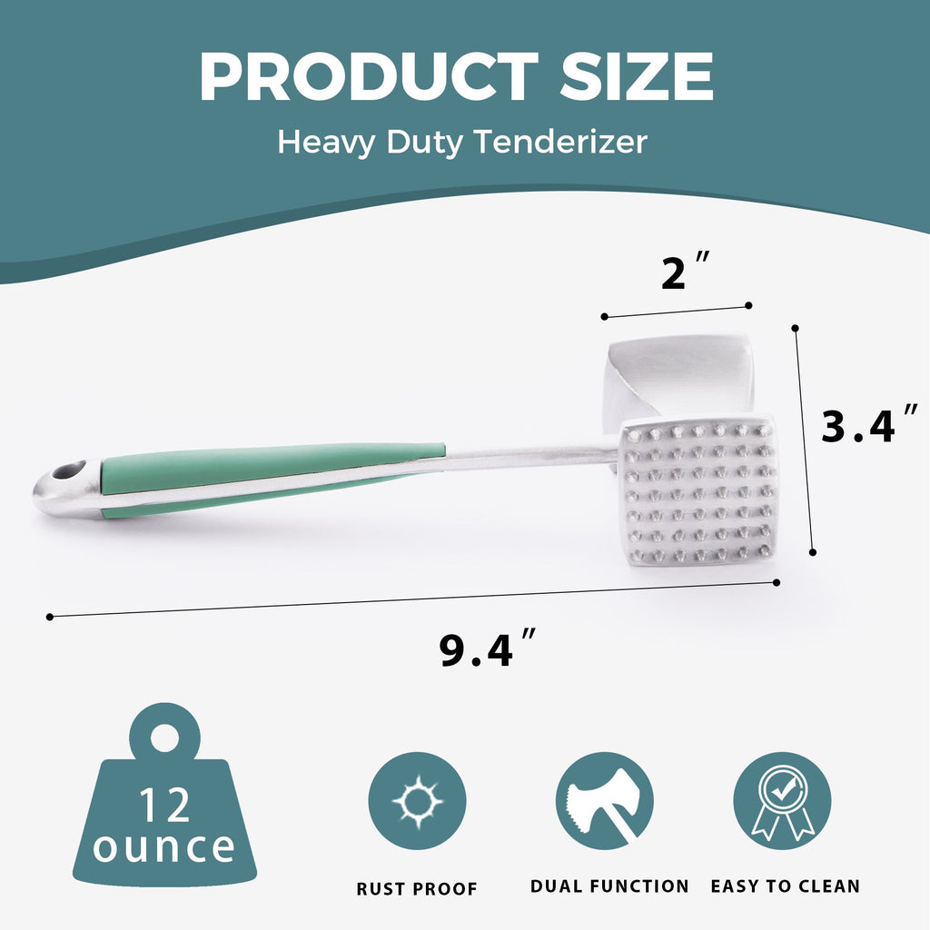 KITEXPERT Meat Tenderizer Hammer withComfortable-Grip Handle, Dual-side Mallet forKitchen, Heavy Duty Pounder For Tenderizing SteakBeef and Fish, Mint Green