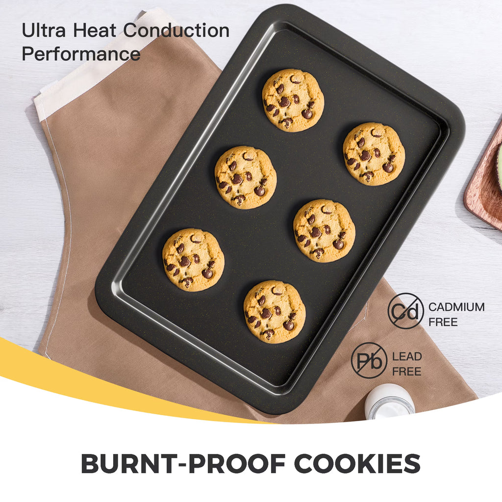 HONGBAKE XL Large Baking Sheet Pan, Cookie Sheet Pans for Baking, Cookie Sheets Nonstick Sets, Baking Trays for Oven, Baking Sheets for Oven with Wider Grips, Dishwasher Safe (3 Pack), Grey