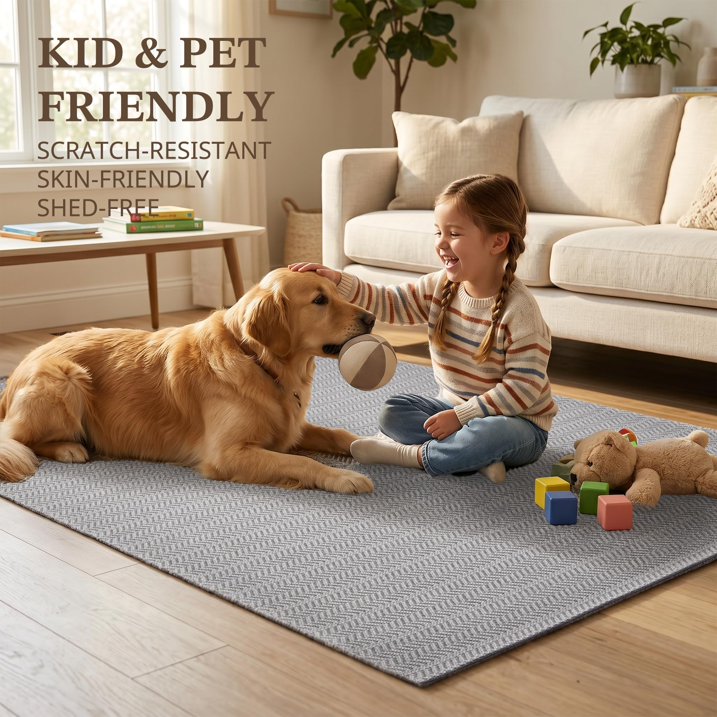 MatEssenz Entryway Rug 2' x 3', Washable Indoor Door Mat, Non Slip Low Profile Area Rug, Durable Herringbone Woven Farmhouse Rug for Front Door, Mudroom, Laundry Room, Grey