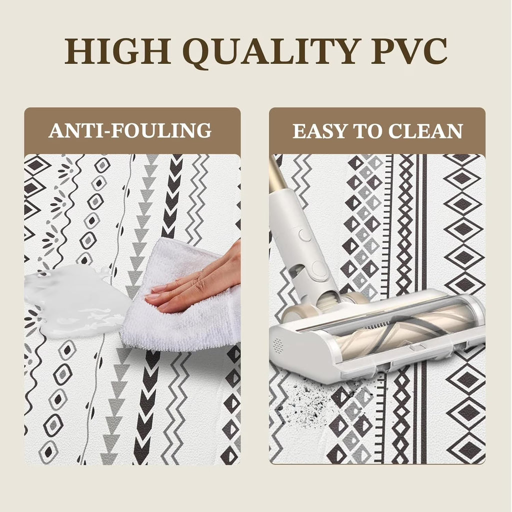 Boho Kitchen Mats for Floor, Anti Fatigue Mats for Kitchen Floor, Doormat Non-Slip Kitchen Floor Mats, Stain Resistant Mats for Home, Office, Sink, Laundry- 28" L x 17.3" W x 0.5" Th Boho White