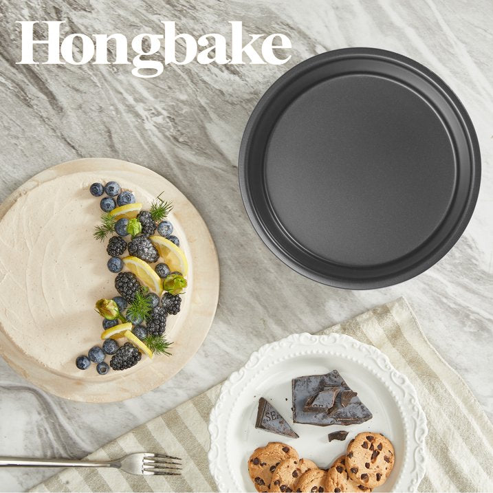 HONGBAKE 6 Inch Round Cake Pans2.5 Deep Nonstick Circle Cake Tins of 3,Heavy-Duty Cake Mold with Healthy Parchment Paper, Dishwasher Safe -Grey