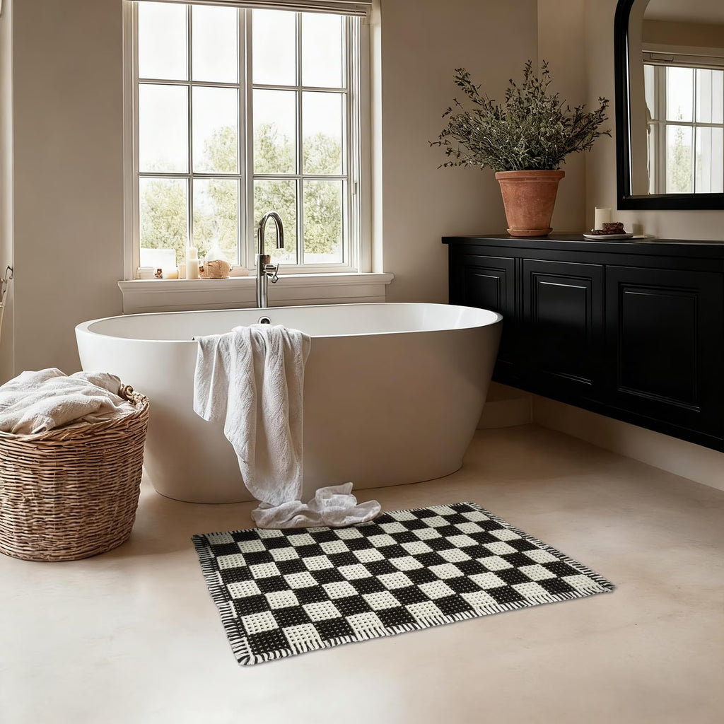 MatEssenz Waffle Bath Rug Non-Slip Machine Washable Bathroom Rug, Quick-Drying Super Absorbent Thick and Soft Bath Mat, 24" x 36" Bathroom Dec