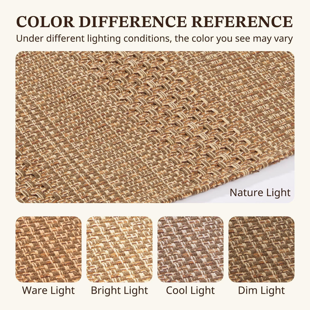 MatEssenz Runner Rug 2x6, Boho Long Hallway Runner for Kitchen Entryway, Machine Washable Non-Slip Woven Rug, Vintage Geometric Indoor Runner, Light Taupe Brown