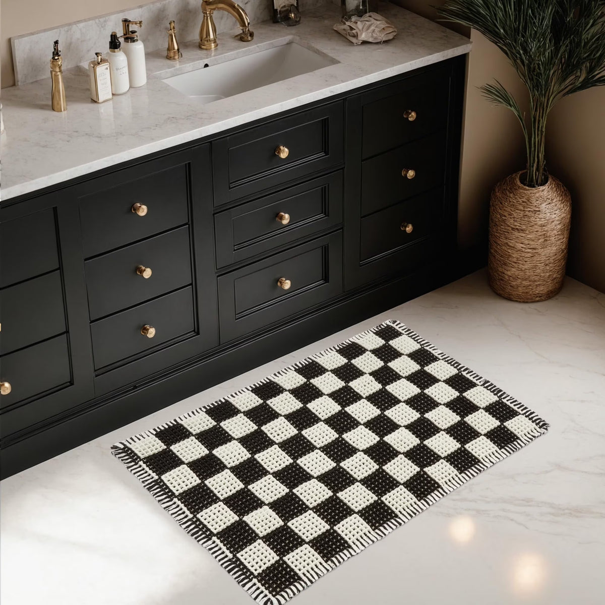 MatEssenz Waffle Bath Rug Non-Slip Machine Washable Bathroom Rug, Quick-Drying Super Absorbent Thick and Soft Bath Mat, 24" x 36" Bathroom Dec