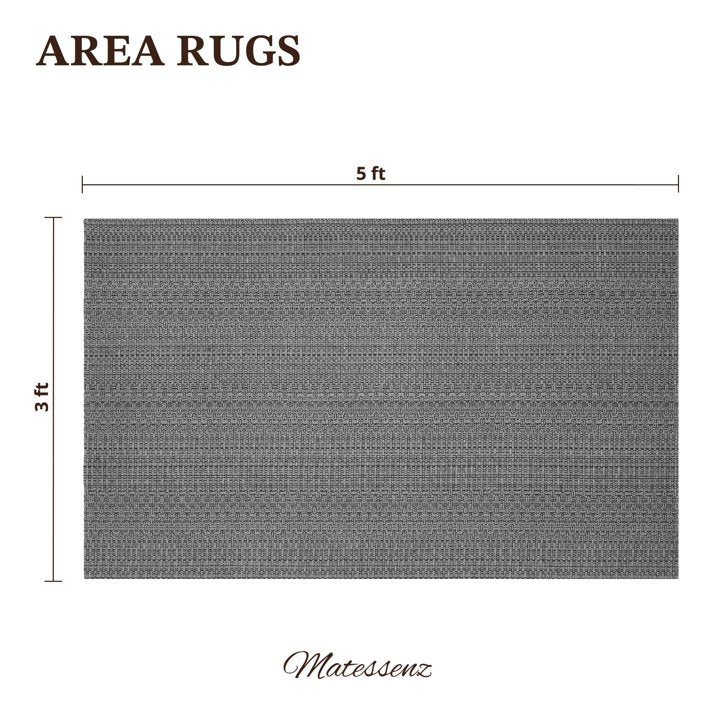 3x5 ft Area Rug - Machine Washable Non-Slip Boho Rug for Living Room, Woven Rug for Bedroom, Dining Room, Home Office - Soft, Lightweight, Stain-Resistant, Soundproof - Grey