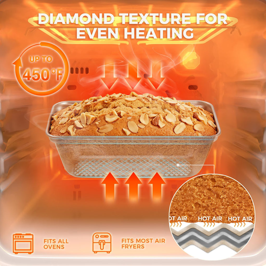 HONGBAKE 3 Pack Nonstick Mini Loaf Pans, 6 x 3.3 x 2 Inch Small Bread Pans for Homemade Bread, Banana Small Baking Pans with Diamond Texture, Non-toxic Mini Meatloaf Pans Set, Champagne Gold