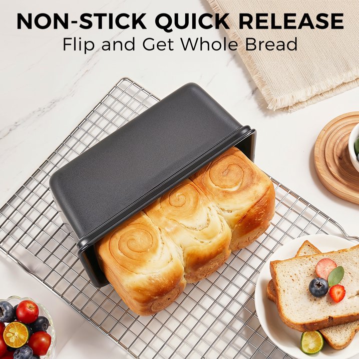 HONGBAKE 3 Pack Super Mini Loaf Pans for Baking, Nonstick Small Bread Pans with Diamond-Texture, 6 x 3.2 x 2 In Tiny Carbon Steel Small Baking Pans, Heavy Duty Small Banana Bread Loaf Pans, Grey