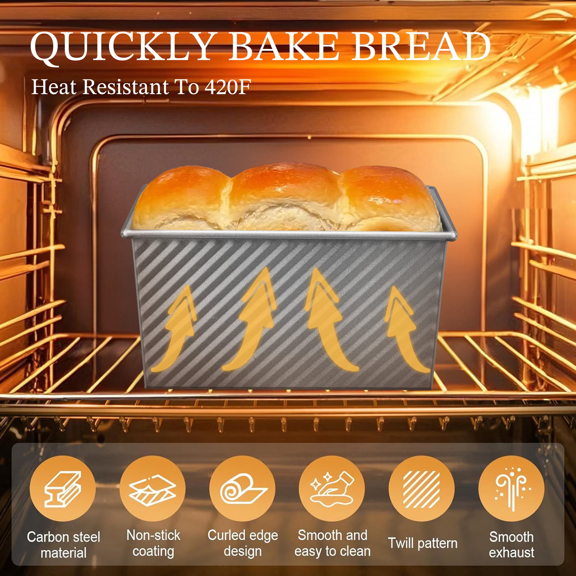 KITESSENSU Bread Pan for Baking, Pullman Loaf Pan with Lid, Non-Stick Bread Loaf Pan Heavy Duty, Carbon Steel Bread Baking Pan, Silver