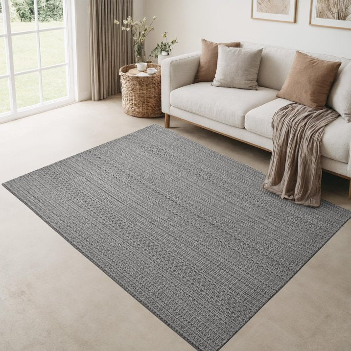 3x5 ft Area Rug - Machine Washable Non-Slip Boho Rug for Living Room, Woven Rug for Bedroom, Dining Room, Home Office - Soft, Lightweight, Stain-Resistant, Soundproof - Grey