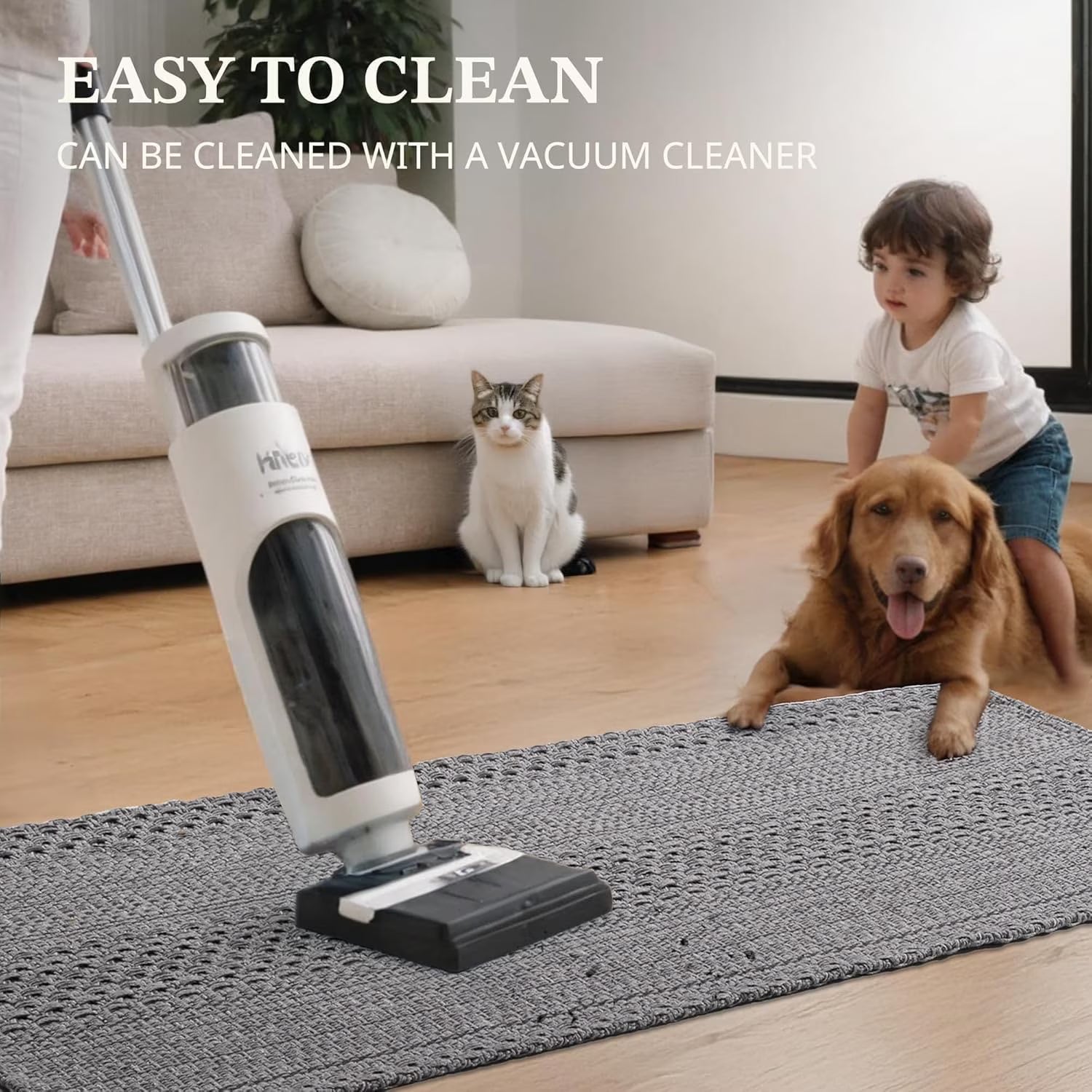 3x5 ft Area Rug - Machine Washable Non-Slip Boho Rug for Living Room, Woven Rug for Bedroom, Dining Room, Home Office - Soft, Lightweight, Stain-Resistant, Soundproof - Grey