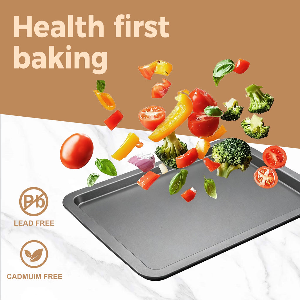 HONGBAKE 29-Pcs Nonstick Carbon Steel Bakeware Set, Baking Pan Set with Baking Sheets, Cake Pans, Loaf Pan & Muffin Pan, Grey