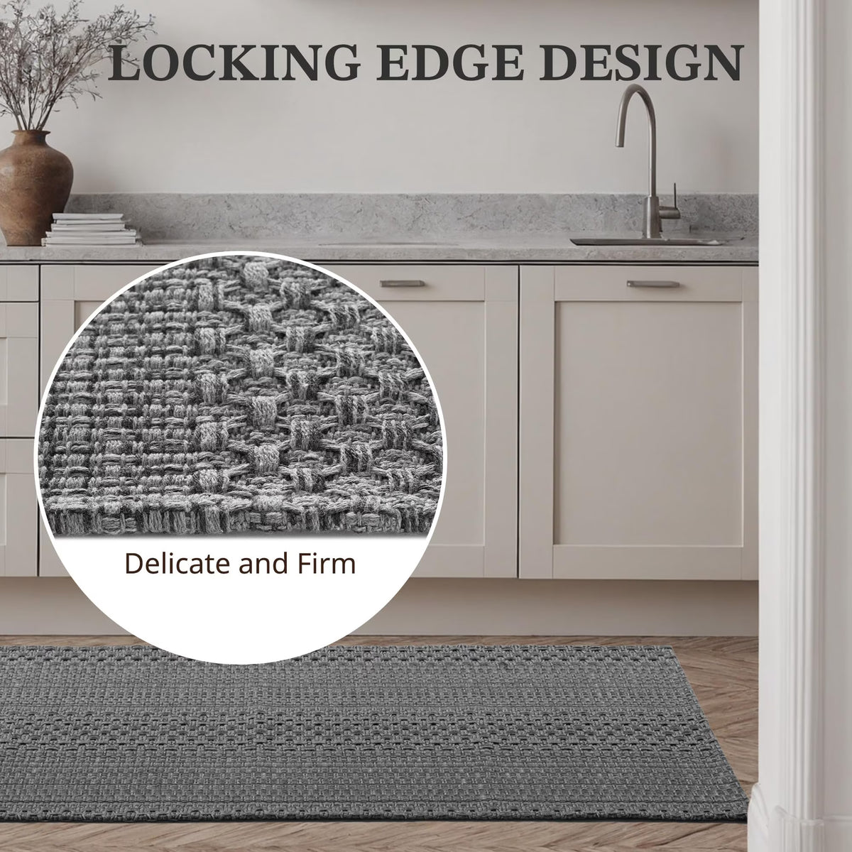 Door Mat Indoor Entrance 2x3 ft Area Rug, Machine Washable, Bohemian Small Area Rug, Non-Slip, Vintage Design, Pet Friendly, Soft Faux Fibre, for Indoor Entryways, Kitchens, Front Doors Grey