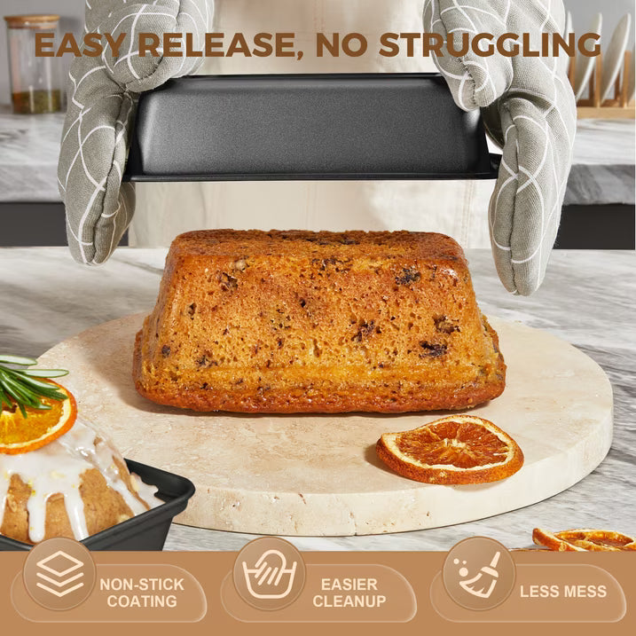 HONGBAKE 29-Pcs Nonstick Carbon Steel Bakeware Set, Baking Pan Set with Baking Sheets, Cake Pans, Loaf Pan & Muffin Pan, Grey