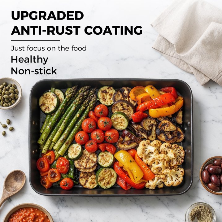 HONGBAKE Lasagna Pan, 9x13 Baking Pan, 3 Inch Deep Baking Pan for Oven, Nonstick Roasting Pan with Stainless Steel Handles, Dark Grey