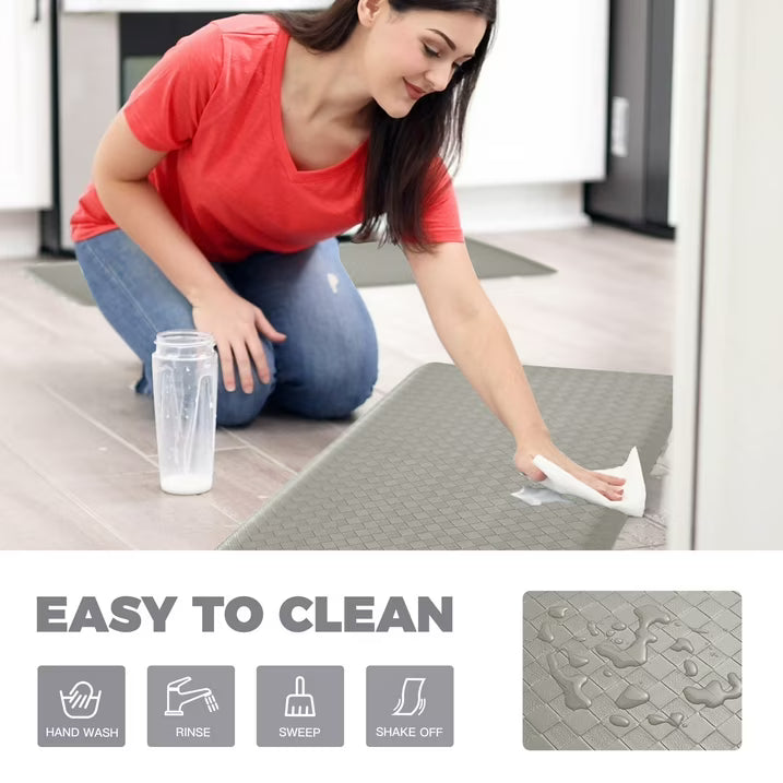 KOKHUB Kitchen Mat,1/2 Inch Thick Cushioned Anti Fatigue Waterproof Kitchen Rug, Comfort Standing Desk Mat, Doormat Kitchen Floor Mat Non-Skid & Washable for Home, Office, Sink,17.3"x28"- Grey