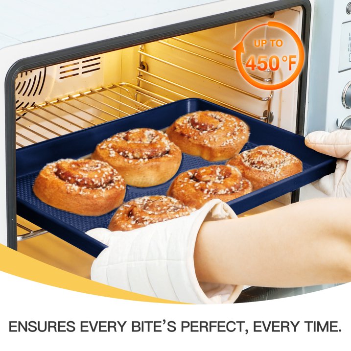 HONGBAKE Cookie Sheets Nonstick Sets, Baking Pan, Cookie Sheets for Baking with Diamond Texture Pattern, Heavy Duty Baking Sheet Pans for oven - Diamond Blue