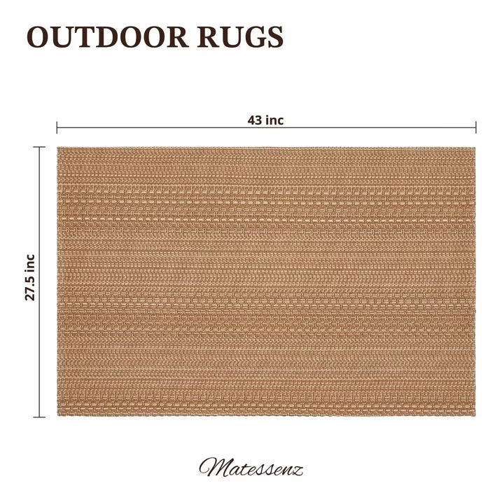 MatEssenz 27.5"x43" Outdoor Rug, Doormat for Front Door, Farmhouse Welcome Mat, Washable Low-Pile Cotton Blend Front Porch Rug, Light Taupe Brown Check Pattern
