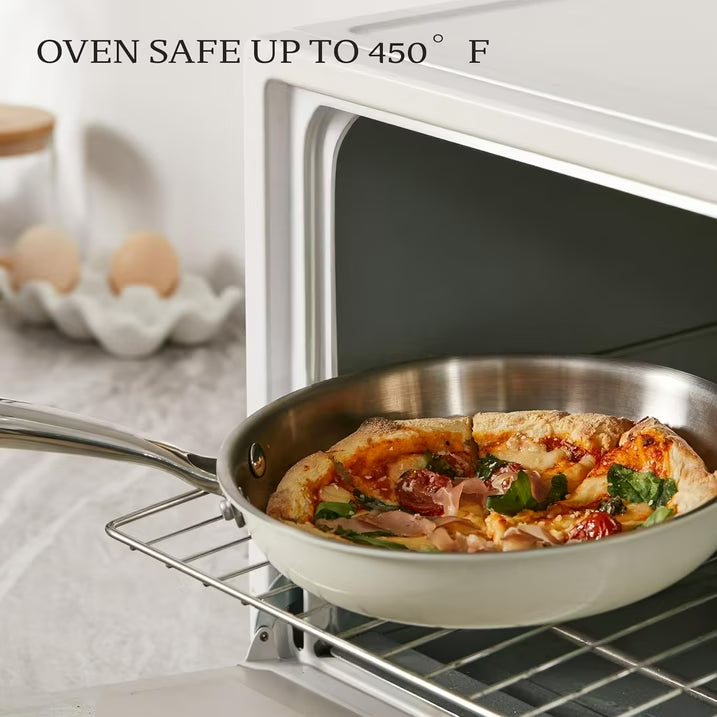 KITEXPERT 8" Tri-Ply Stainless Steel Frying Pan, Skillet Pan with Cold Handle, Dishwasher & Oven Safe, Compatible with All Stovetops