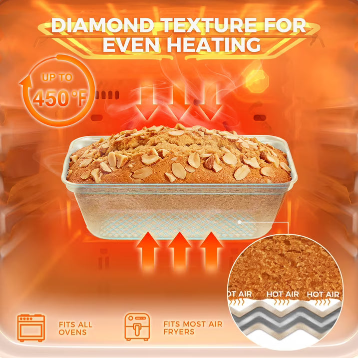 HONGBAKE 3 Pack Nonstick Mini Loaf Pans, 6 x 3.3 x 2 Inch Small Bread Pans for Homemade Bread, Banana Small Baking Pans with Diamond Texture, Non-toxic Mini Meatloaf Pans Set, Creamy