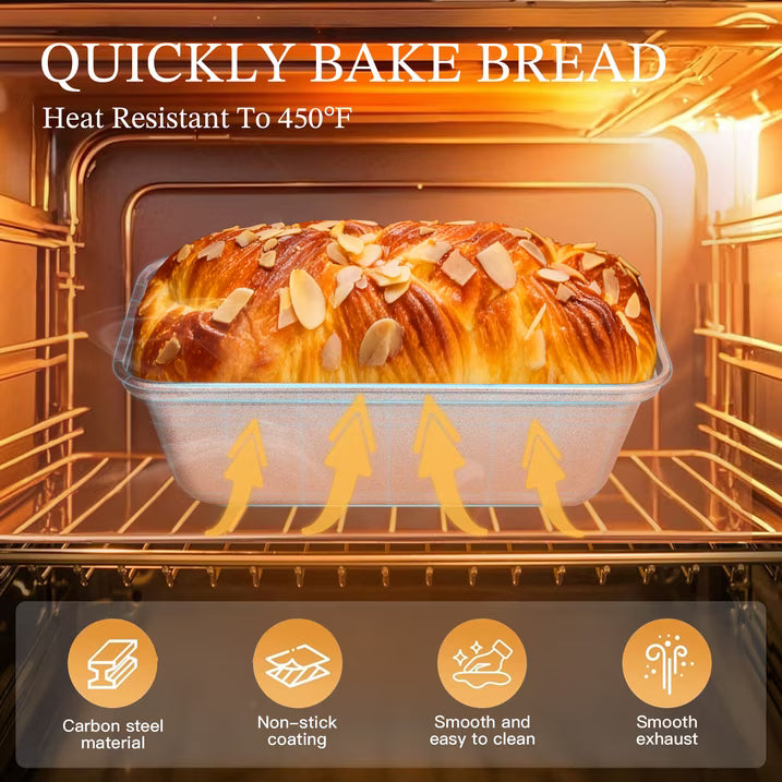 HONGBAKE Super Mini Loaf Pans for Baking, Nonstick Small Bread Pans of 3, 6 x 3.2 x 2 In Tiny Carbon Steel Small Baking Pans - Rose Gold
