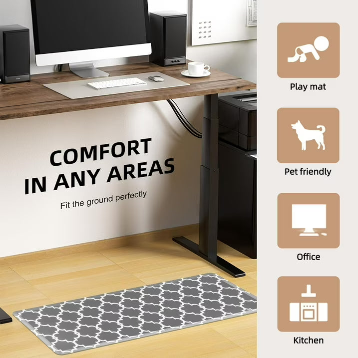 KOKHUB Kitchen Mat 17.3"x39"- Grey, Anti Fatigue Waterproof Kitchen Rug, Comfort Standing Desk Mat, Kitchen Floor Mat