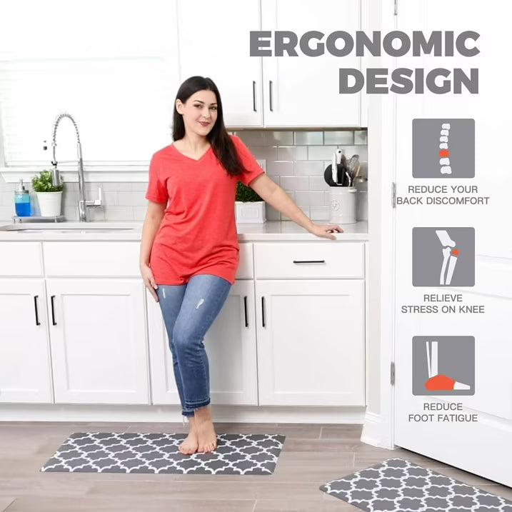 KOKHUB Kitchen Mat 17.3"x39"- Grey, Anti Fatigue Waterproof Kitchen Rug, Comfort Standing Desk Mat, Kitchen Floor Mat