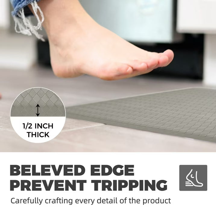 KOKHUB Kitchen Mat,1/2 Inch Thick Cushioned Anti Fatigue Waterproof Kitchen Rug, Comfort Standing Desk Mat, Doormat Kitchen Floor Mat Non-Skid & Washable for Home, Office, Sink,17.3"x28"- Grey