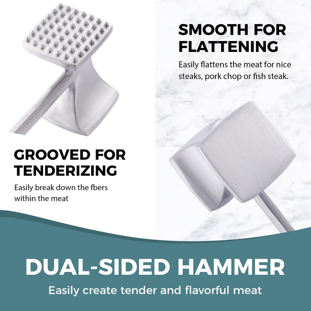 KITEXPERT Meat Tenderizer Hammer with Comfortable-Grip Handle, Dual-side Mallet for Kitchen, Heavy Duty Pounder For Tenderizing Steak, Beef and Fish, Red