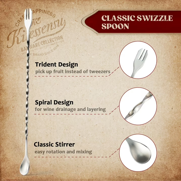 KITESSENSU Muddler and Bar Spoon, 8 Inch Stainless Steel Muddler for Cocktails, Mojitos