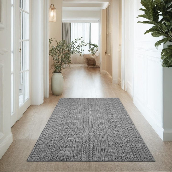 3x5 ft Area Rug - Machine Washable Non-Slip Boho Rug for Living Room, Woven Rug for Bedroom, Dining Room, Home Office - Soft, Lightweight, Stain-Resistant, Soundproof - Grey