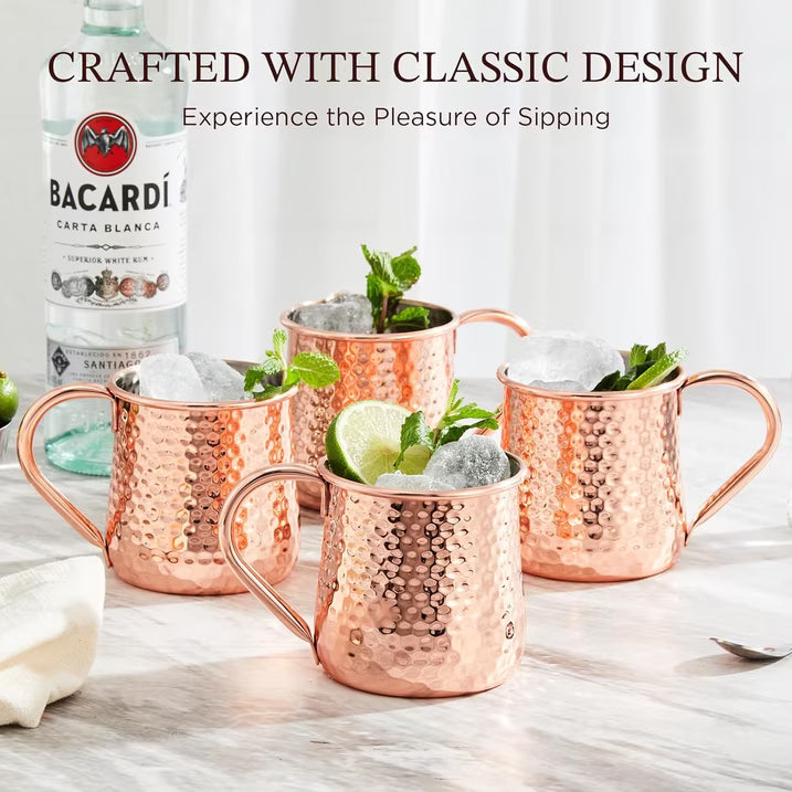 KITESSENSU Moscow Mule Mugs Set of 4 | 18 oz Hammered Copper Mugs Keep Cocktails Well-chilled | Copper Cups for Drinking