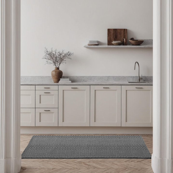 Kitchen Rugs, Kitchen Mats for Floor, Machine Washable Rugs 20"x30"+20"x48" Boho Style, Anti-Skid TPR Backing for Kitchen, Laundry, Durable, Easy Clean Spring & Everyday Use - Grey