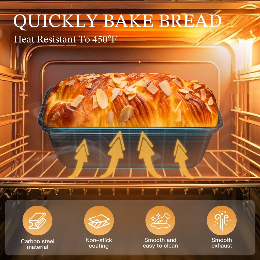 HONGBAKE Super Mini Loaf Pans for Baking, Nonstick Small Bread Pans of 3, 6 x 3.2 x 2 In Tiny Carbon Steel Small Baking Pans - Dark Grey