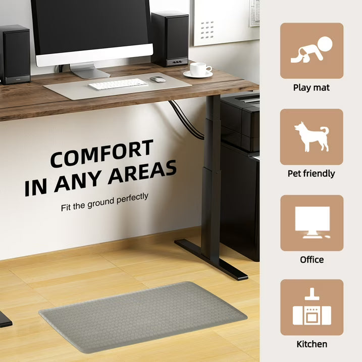 KOKHUB Kitchen Mat,1/2 Inch Thick Cushioned Anti Fatigue Waterproof Kitchen Rug, Comfort Standing Desk Mat, Doormat Kitchen Floor Mat Non-Skid & Washable for Home, Office, Sink,17.3"x28"- Grey