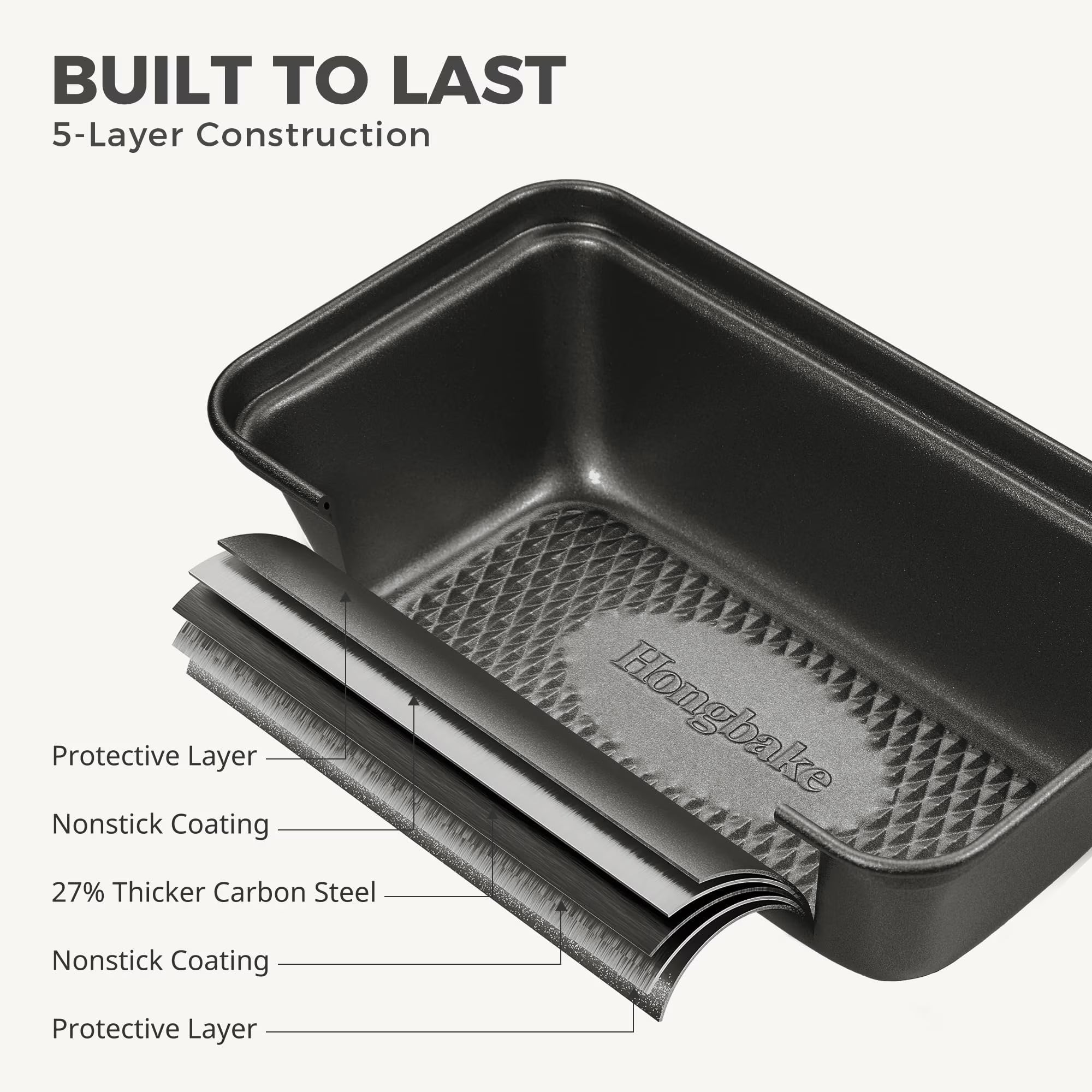HONGBAKE 3 Pack Nonstick Mini Loaf Pans, 6 x 3.3 x 2 Inch Small Bread Pans for Homemade Bread, Banana Small Baking Pans with Diamond Texture, Non-toxic Mini Meatloaf Pans Set, Dark Gray