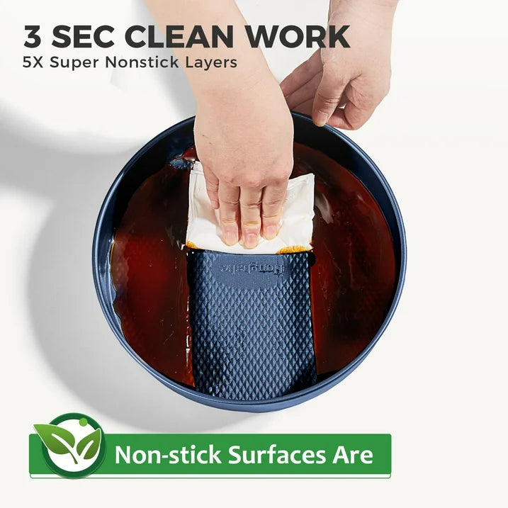 HONGBAKE 9-Piece Baking Pans Set Nonstick, Stackable Non Toxic Bakeware Sets with Diamond Texture, Oven Pan Set for Cooking, Includes Cookie Sheet with Rack, Cake Pan, Roasting Pan, Muffin Pan, Blue