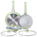 KITEXPERT Non Stick Frying Pan, 8" 9.5" 11" Ceramic Pan Set with Lid, Non Toxic Cooking Pan, Skillet for Induction Hob