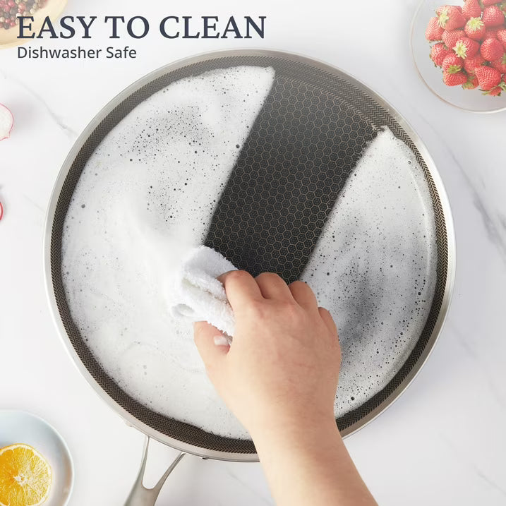 KITESSENSU 11 Inch Stainless Steel Frying Pan Nonstick Crepe Pan , Honeycomb Coating Flat Skillet, Tawa Dosa Tortilla Pan ,Omelet Pan with All Stove Tops Available