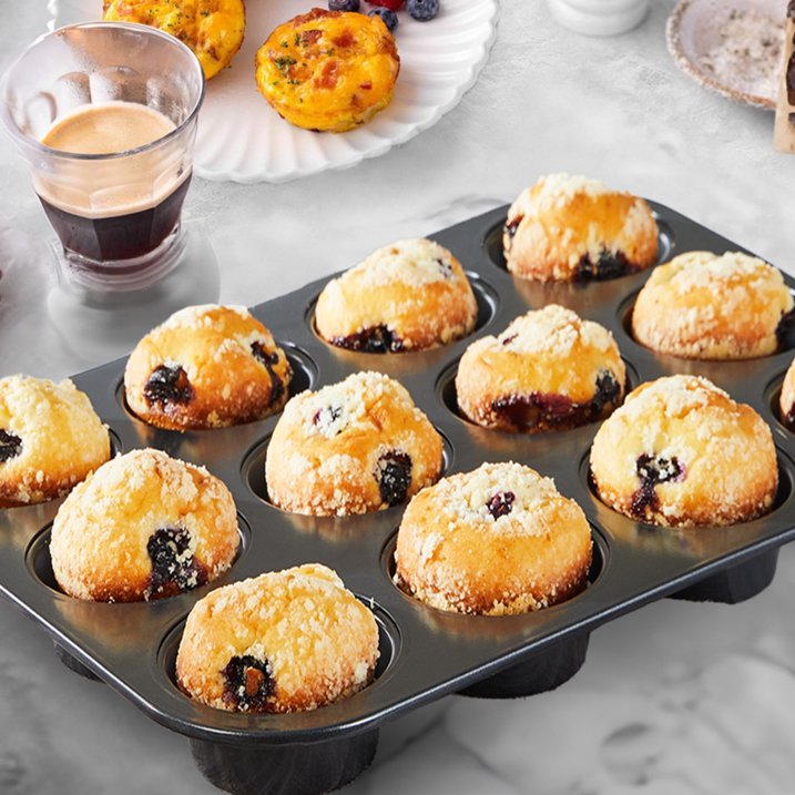 HONGBAKE Nonstick Muffin Pan 12-Cup, 2 Pack Carbon Steel Cupcake Pan, 2.75" Diameter Cup Muffin Tins for Baking
