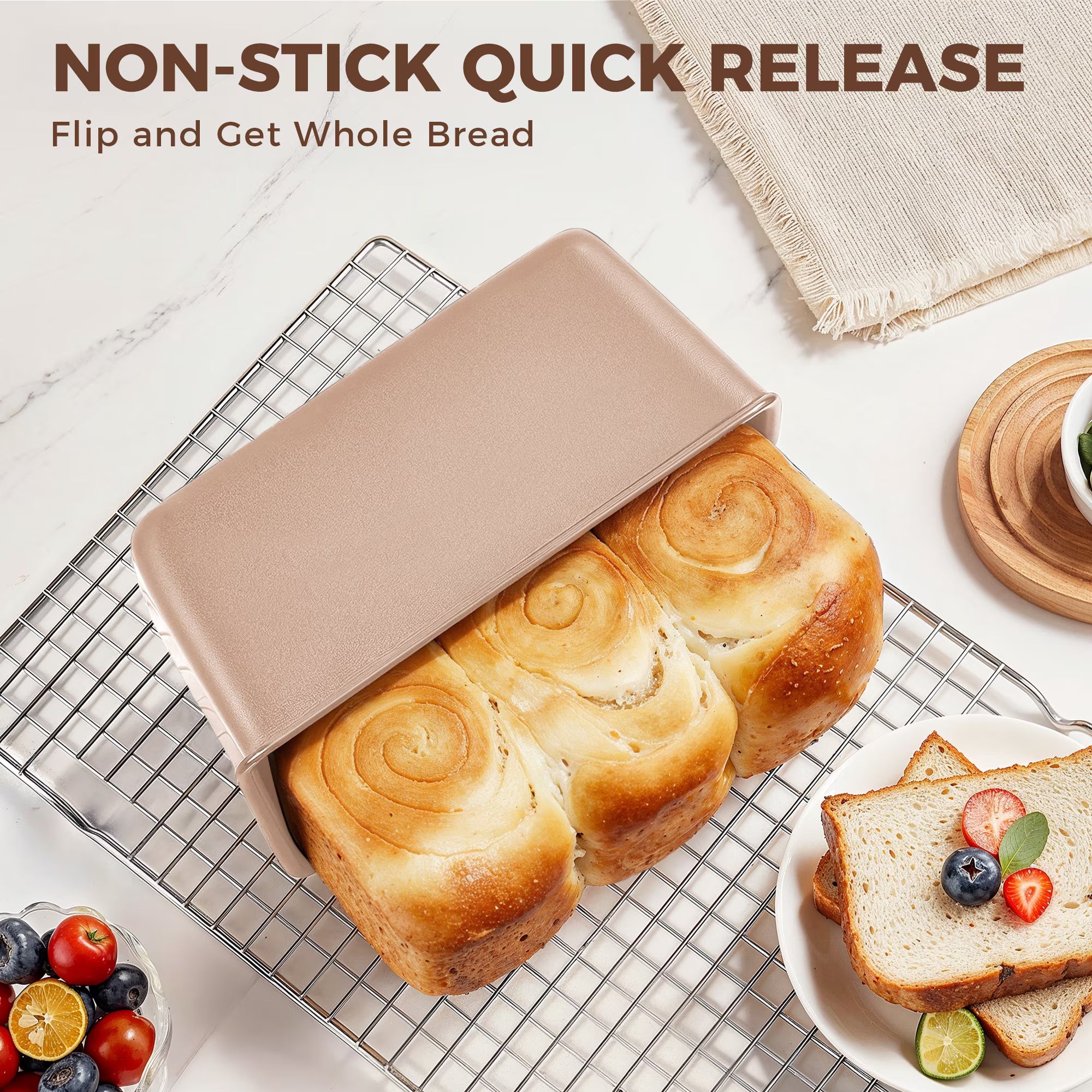 HONGBAKE 28-Piece Bakeware Set, Nonstick Baking Pans with Cookie Sheet & Rack, Cake Pan, Muffin Pan, Pizza Pan, Loaf Pan, Gold
