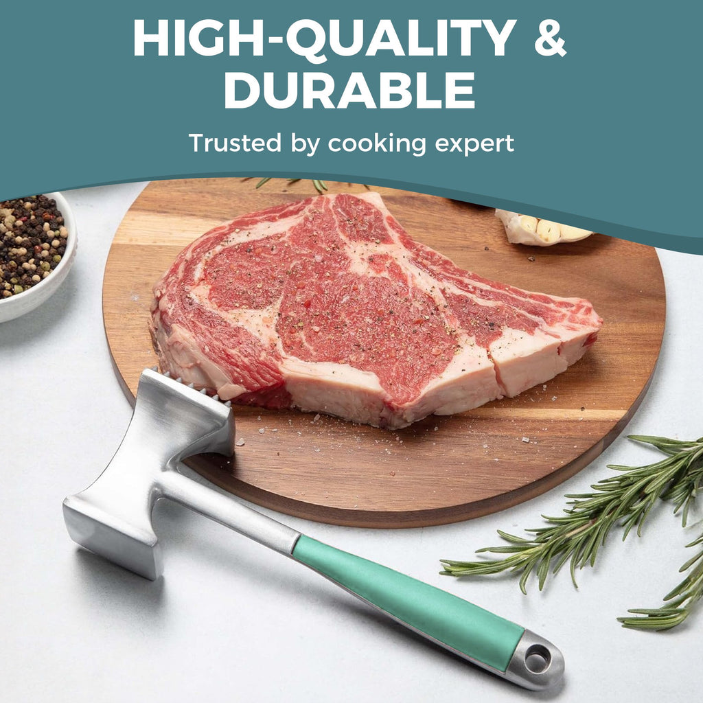 KITEXPERT Meat Tenderizer Hammer withComfortable-Grip Handle, Dual-side Mallet forKitchen, Heavy Duty Pounder For Tenderizing SteakBeef and Fish, Mint Green