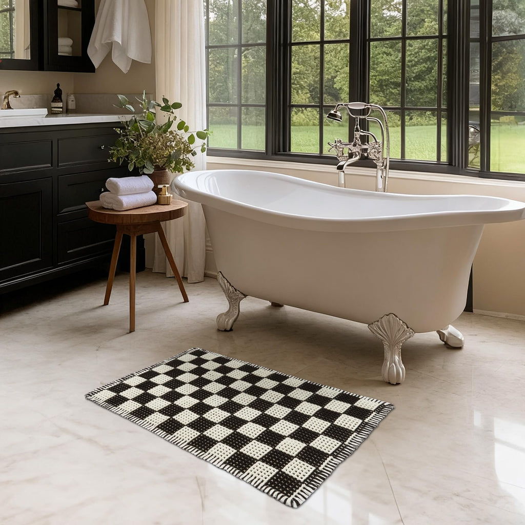 MatEssenz Waffle Bath Rug Non-Slip Machine Washable Bathroom Rug, Quick-Drying Super Absorbent Thick and Soft Bath Mat, 24" x 36" Bathroom Dec