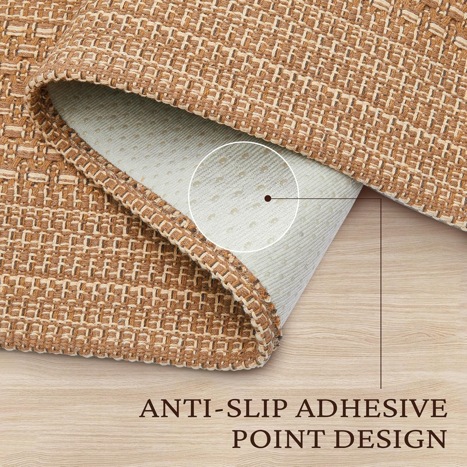 Cotton Blend Kitchen Rug Set 2 Piece, American Country Woven Runner Rug and Doormat, 20"x48"+20"x30", Rustic Farmhouse Washable Area Rugs for Kitchen, Laundry, Entryway