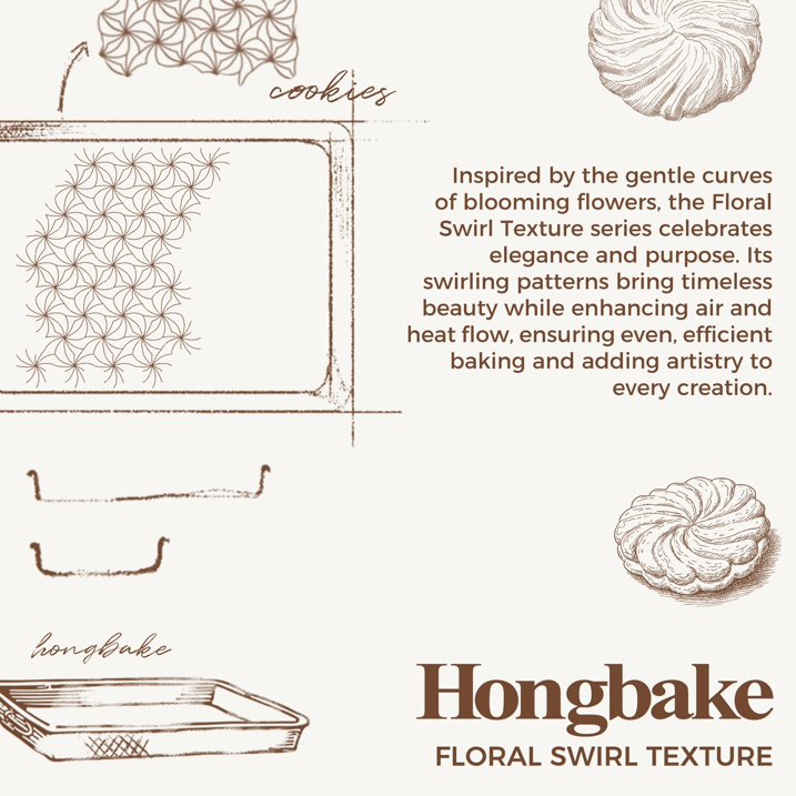 HONGBAKE Nonstick Baking Sheet Pan Set of 3, Cookie Sheets for Oven, Non-Toxic Half/Quarter/Jelly Roll Pans with Floral Swirl Texture, Heavy Duty 0.8mm Thick Oven Trays for Cooking, Gold
