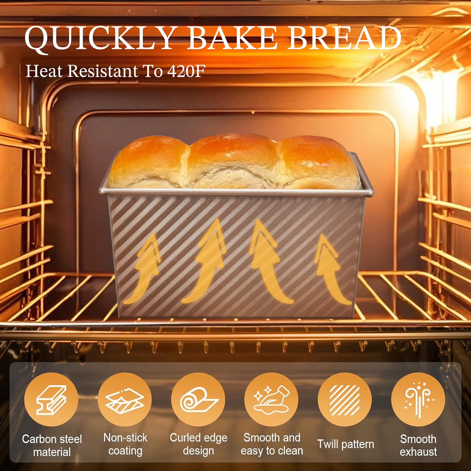 KITESSENSU Bread Pan for Baking, Pullman Loaf Pan with Lid, Non-Stick Bread Loaf Pan Heavy Duty, Carbon Steel Bread Baking Pan, Pink