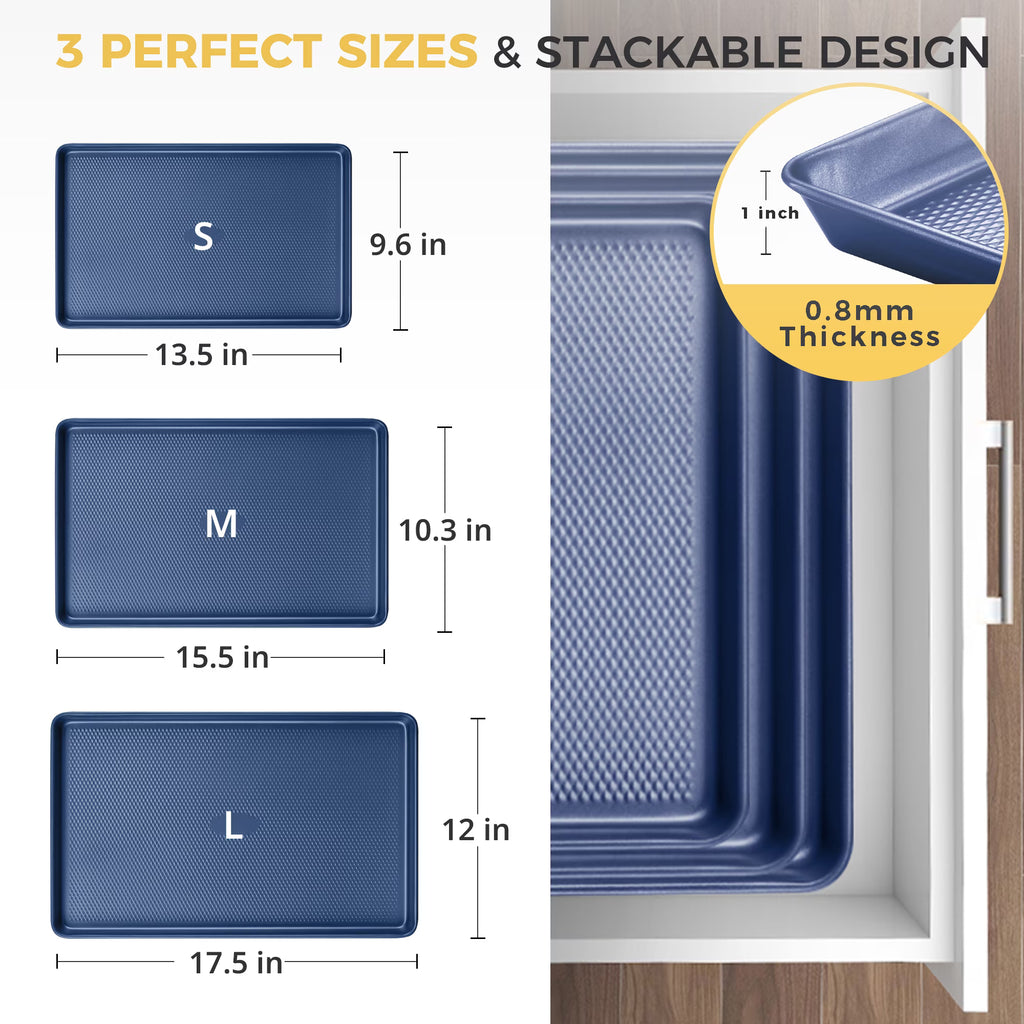 HONGBAKE Cookie Sheets Nonstick Sets, Baking Pan, Cookie Sheets for Baking with Diamond Texture Pattern, Heavy Duty Baking Sheet Pans for oven - Diamond Blue