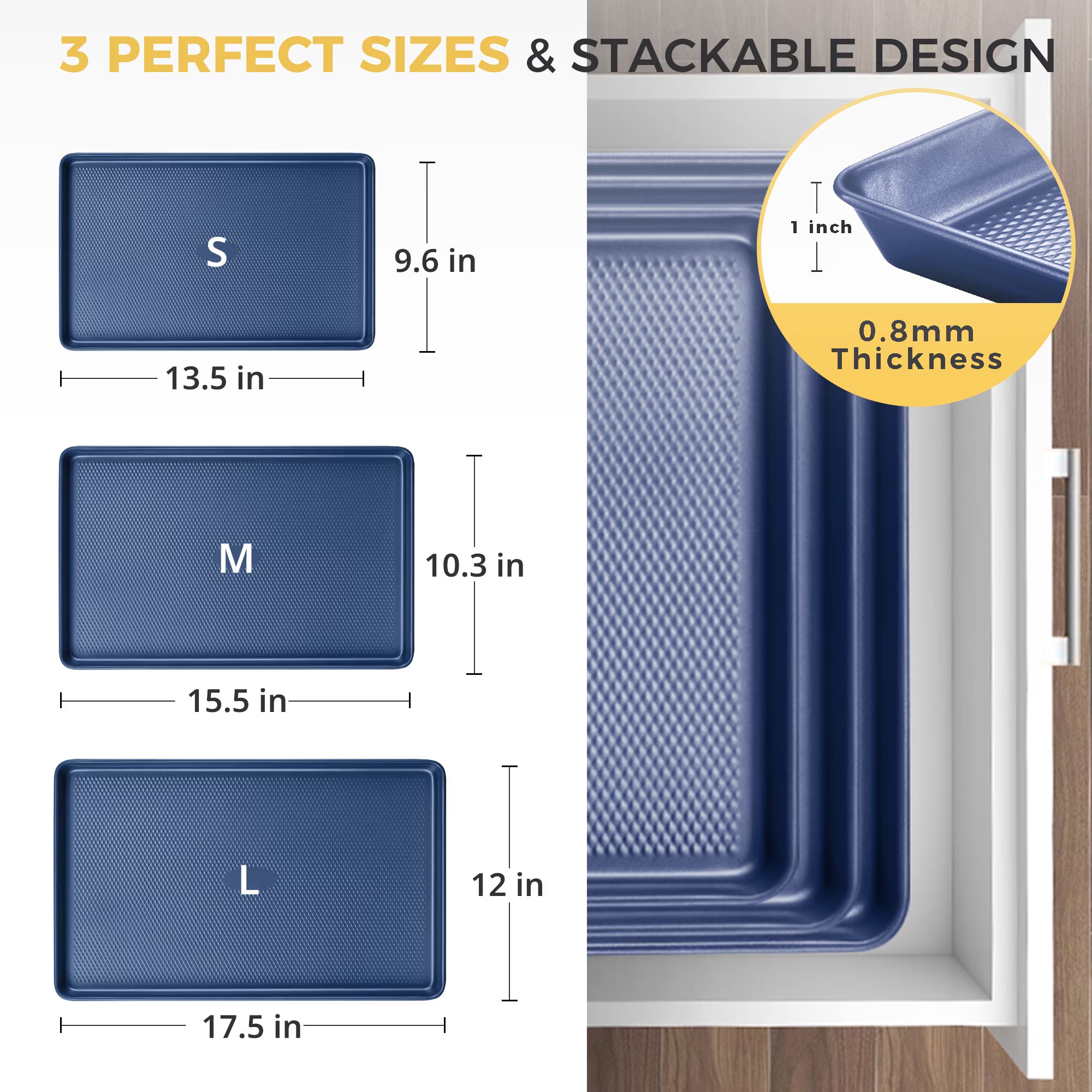 HONGBAKE Cookie Sheets Nonstick Sets, Baking Pan, Cookie Sheets for Baking with Diamond Texture Pattern, Heavy Duty Baking Sheet Pans for oven - Diamond Blue