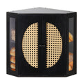 Double Layer Corner Bread Box for Kitchen Counter with Height-adjustable Partition, Black Bamboo Wooden Bread Box for Multiple Loaves, Modern Breadbox for Kitchen Countertop -Small