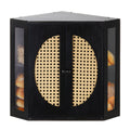 Double Layer Corner Bread Box for Kitchen Counter with Height-adjustable Partition, Black Bamboo Wooden Bread Box for Multiple Loaves, Modern Breadbox for Kitchen Countertop -Large