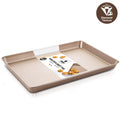 HONGBAKE Jelly Roll Pan 15x10 with Diamond Texture, Cookie Sheet for Baking, Non Stick Baking Sheet Pan for Oven, Heavy Duty Baking Trays Non Toxic, 57% Thicker Carbon Steel, Gold